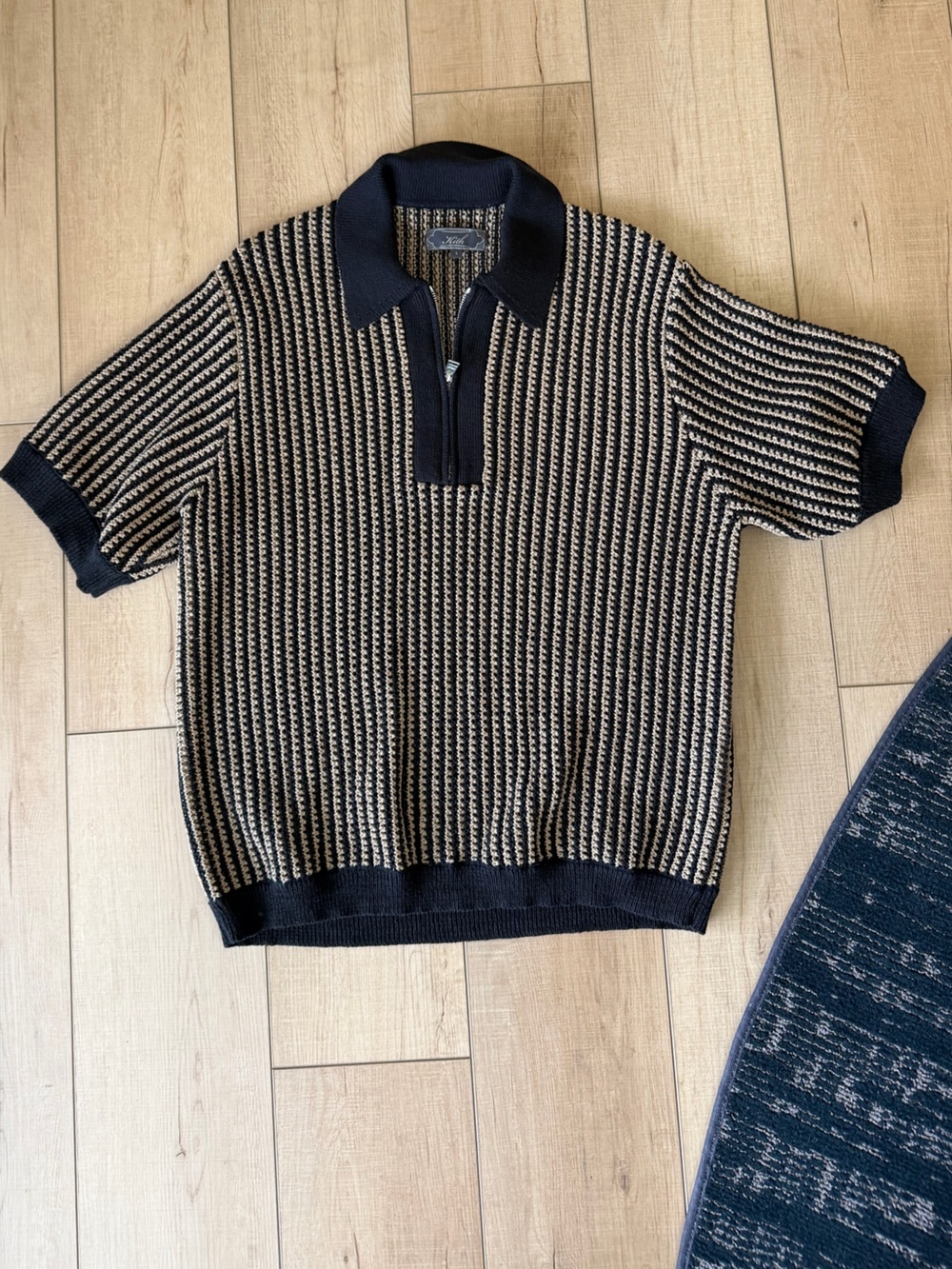 Kith Short sleeve quarter zip eyelet zip color Black size Large